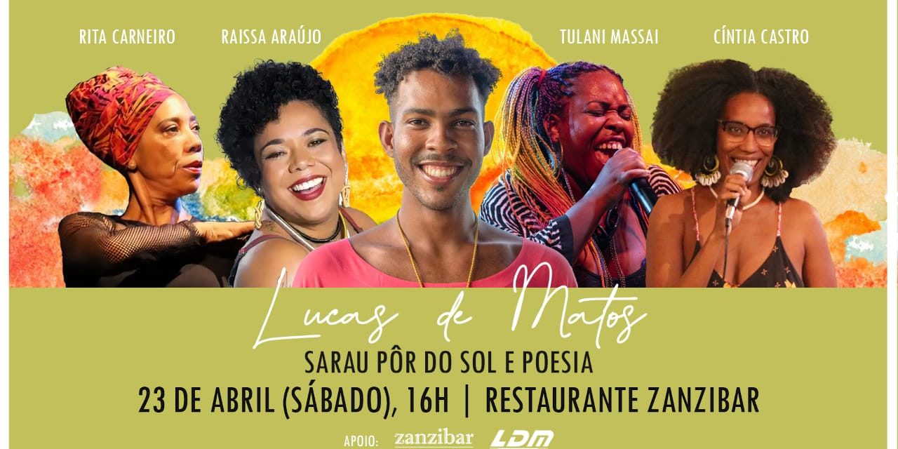 Poeta Lucas de Matos leva o Sarau Pôr do Sol e Poesia para o Zanzibar no dia 23 de abril